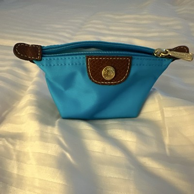 Longchamp Le Pliage Blue Nylon & Leather Zip coin purse