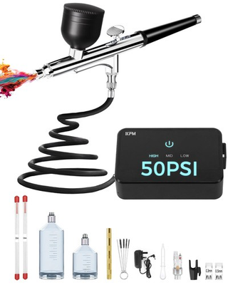 #ad Airbrush Kit with Air Compressor 50 PSI High Pressure Brush Blac $117.35