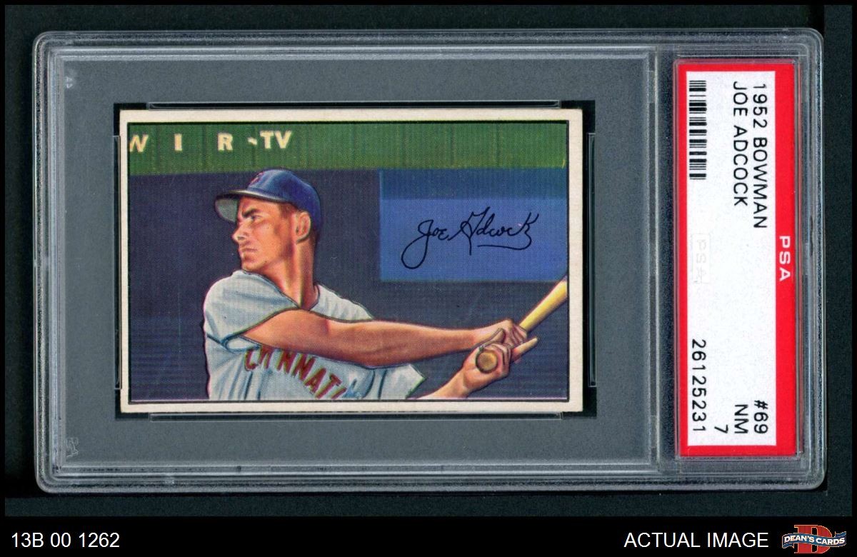 1952 Bowman #69 Joe Adcock Reds PSA 7 - NM