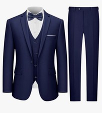 LUPURTY Men's One Button 3-Piece Suits Slim Fit Tuxedo Set with Blazer