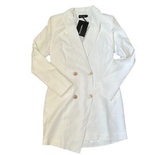 Pretty Little Thing Cream Woven Blazer Beige Size 6