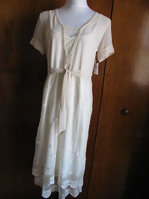 Impulse women's tea stain embroidered lined dress New
