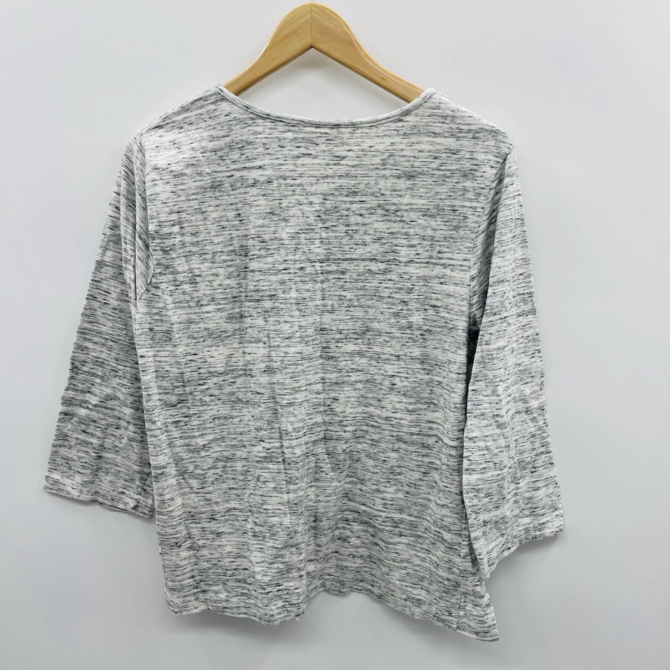 Breckenridge Womens Size XL 3/4 Sleeve Striped Tee with Velour Animal Print 2193 - Image 3 of 4