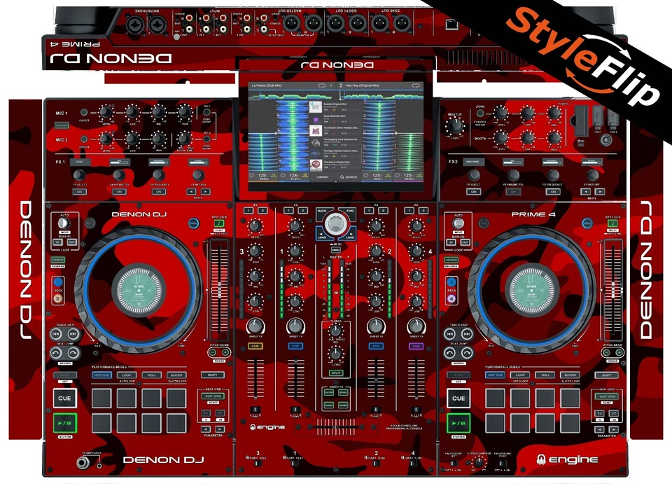 Denon Prime 4 Skin | Camo Red | Protective Decal | StyleFlip Skins