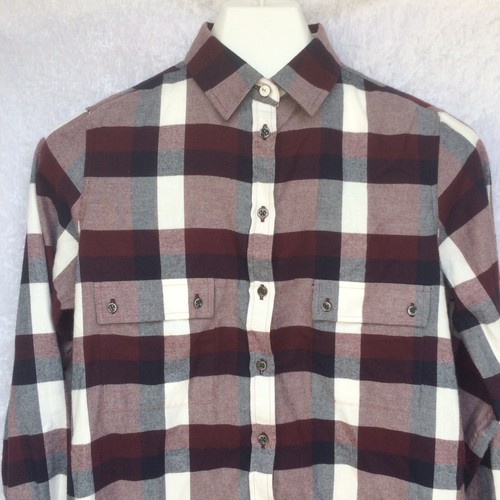 Barbour Dovedale Shirt Button Front Maroon Blue Plaid Regular Fit Womens New - Picture 2 of 12