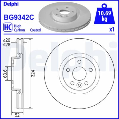 DELPHI BG9342C Bremsscheibe für VOLVO
