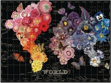 Full Bloom World Map 1000 Piece Jigsaw Puzzle 20" x 27" - New