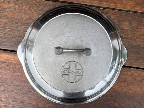 Griswold Cast Iron #8 Button Logo Skillet Lid with Chrome Finish