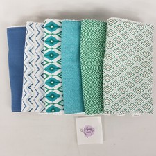 Baby Burp Cloths 6 x Pack Blue Teal Patterned Patterned Toweling Backed Handmade