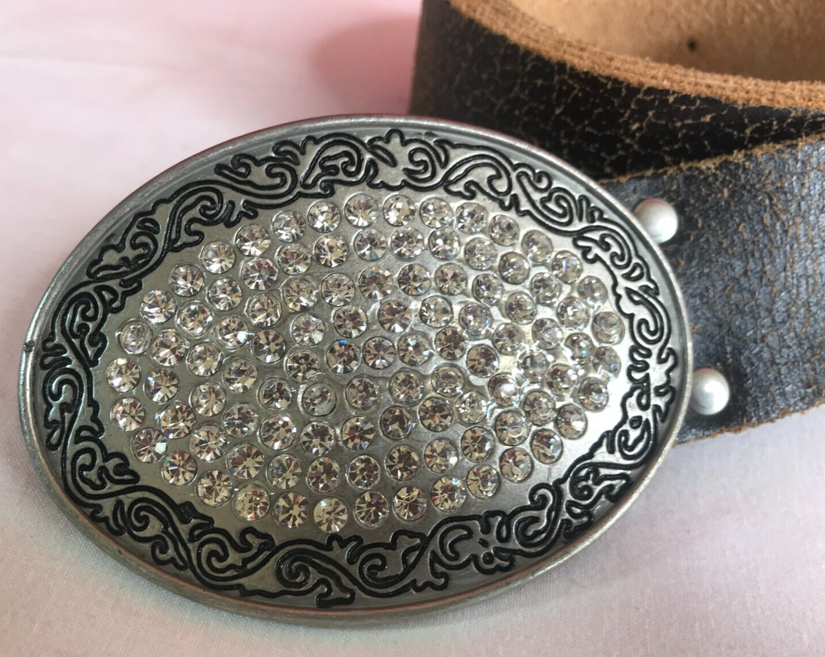TOPSHOP Rhinestone Leather Snap Belt TOPSHOP WOMENS LEATHER BELT WITH RHINESTONE BUCKLE SIZE  main image 3