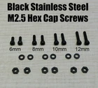 Black Phono Screw Kit M2.5 Hex Cap Stainless Steel for Cartridge Headshell 6-12