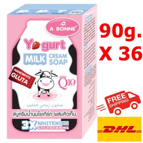 A Bonne Yogurt Milk Cream Soap Whitening Gluta Q10 Baby Skin Face 36 Bar 90g - Picture 1 of 11