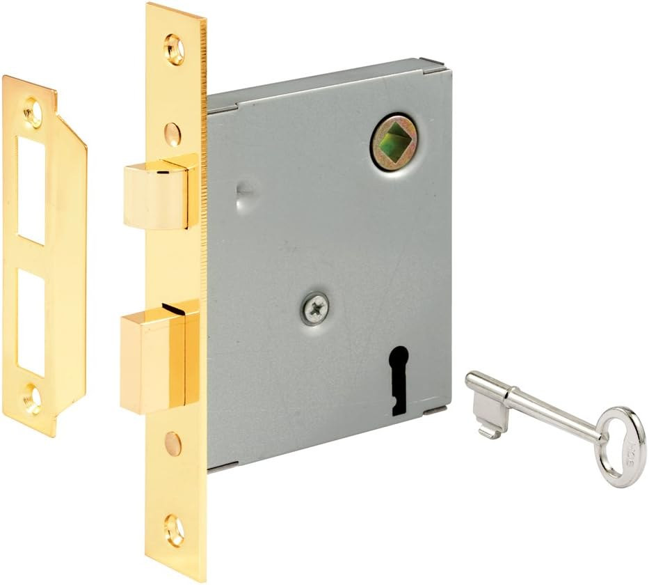 Vintage Style Indoor Mortise Lock Assembly Kit Cast Steel Brass Plated Finish-image