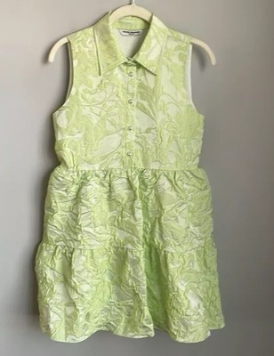Amanda Uprichard Light Green Brocade Pierre Sleeveless Dress Tunic Size XS