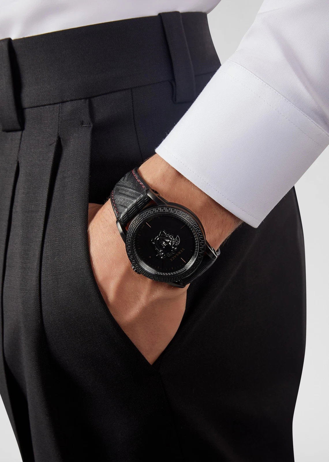 Versace VERD00218 Palazzo Empire nero pelle orologio da polso uomo NUOVO