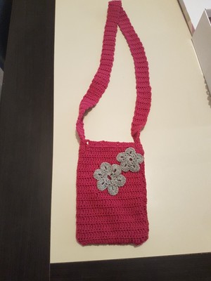 Sac Bandouliere Femme Fuschoa Fleur Grise Crochet Fait Main Ebay