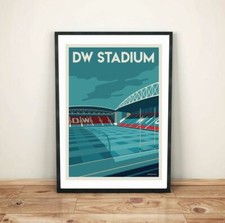 Wigan Warriors DW Stadium. Retro art print poster
