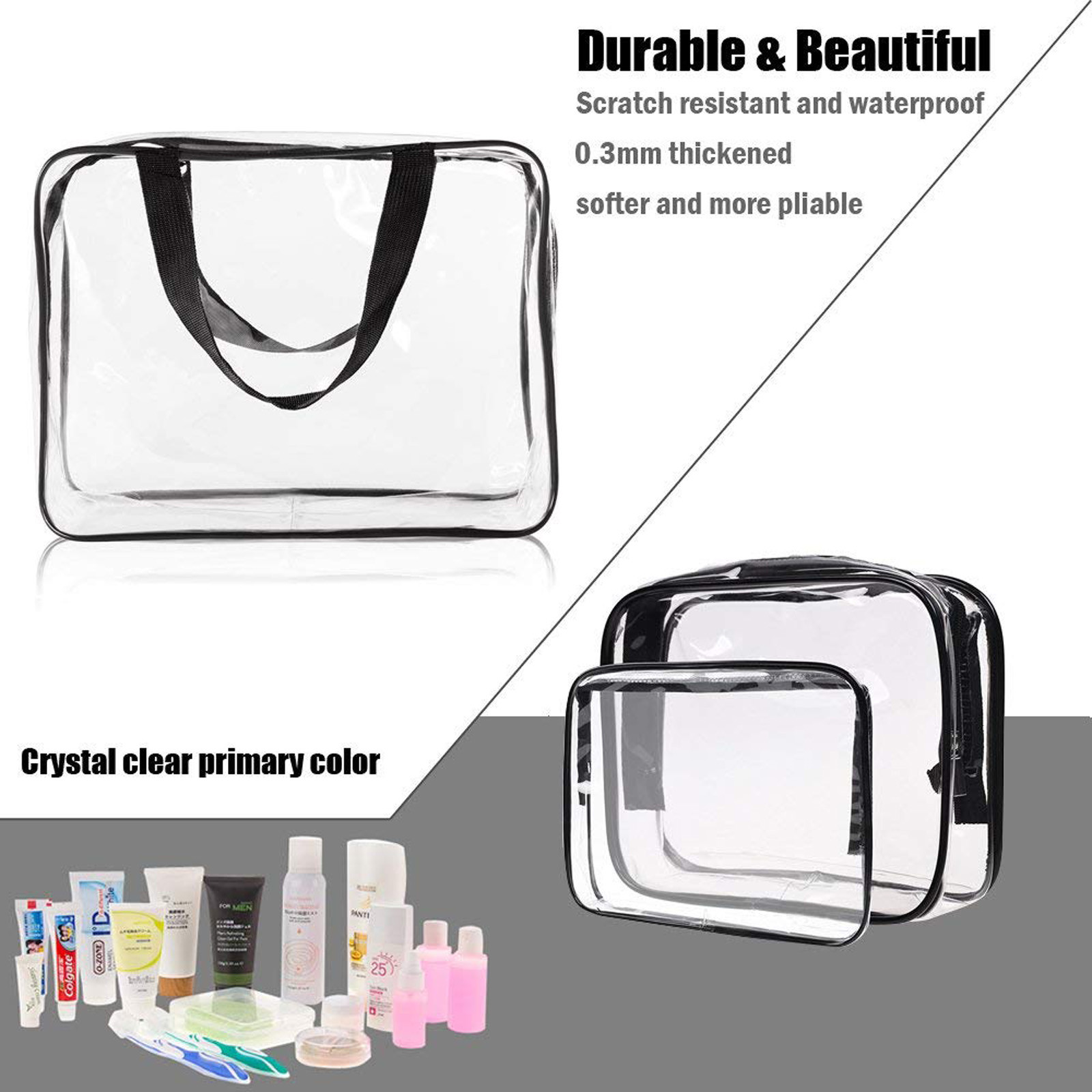 Clear Toiletry Bag 3 PcsTSA Approved Travel Carry On Airport Airline Compliant eBay