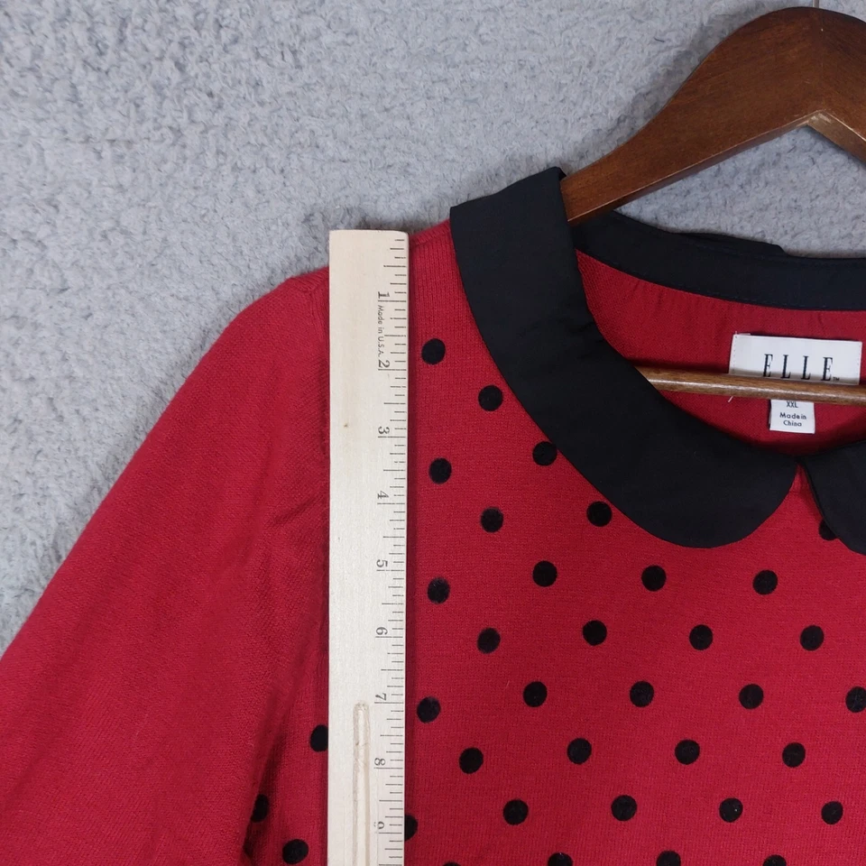 Suéter Elle para mujer M/L? Lunares rojos mangas 3/4 cuello Peter-Pan nuevo con etiquetas $50,00 Foto 2 de 4