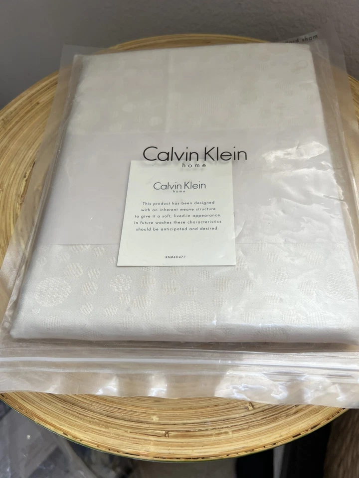 Raro Calvin Klein Mykonos Círculos Geométricos Jacquard 1 Falso Crudo Marfil Griego Nuevo Foto 4 de 4