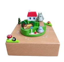 Wooden Music Box Wind Up Cartoon Musical Boxes Totoro Ornaments Kids Gift