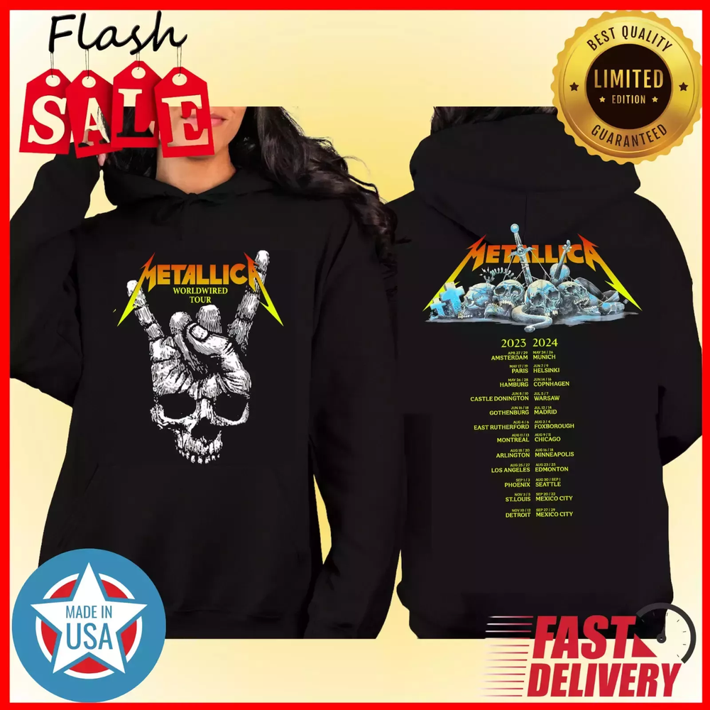 SALE! Metallica Band Metal Tour 2023 2024 M72 Tour Music Event Hoodie