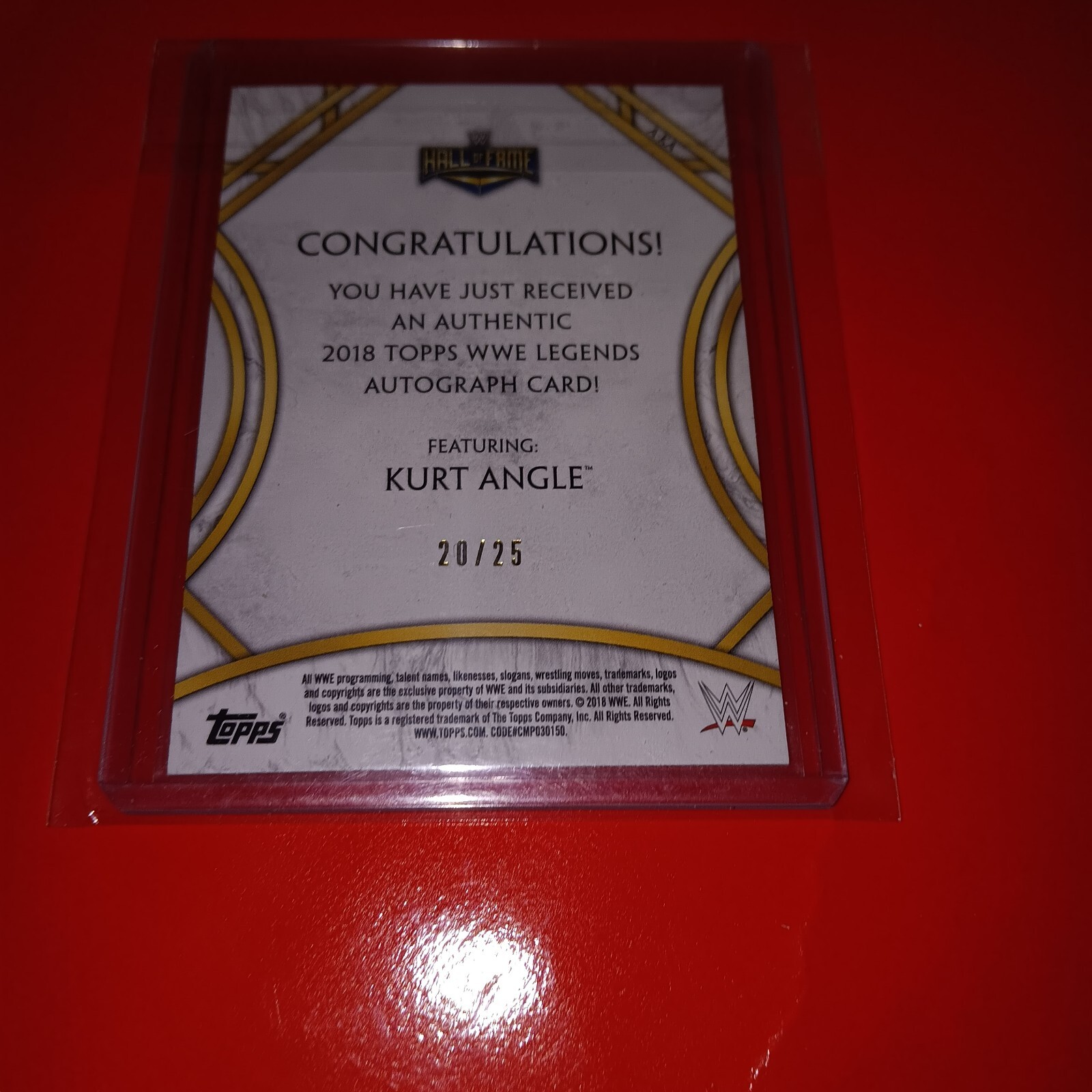 Kurt Angle 2018 Topps WWE Legends Autograph Card 2025 HOF & Olympic Gold Medal eBay