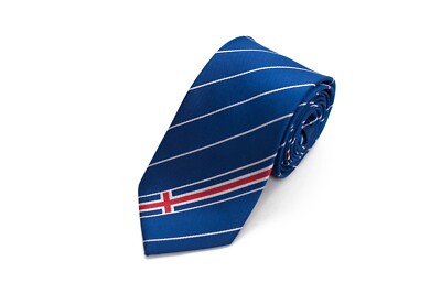 Statesman Ties Iceland ISL IS Flag 3.25  LDS Missionary Necktie Personalized Tag