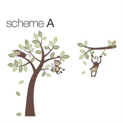 Three Monkey Tree Decal with Branch Vine - Picture 2 of 10