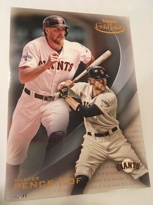 2016 Topps Gold Label Jumbo 5x7 Hunter Pence Giants 50 # d 02/49 Class 3
