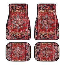 Bohemian/Persian/Arab/Muslim Pattern European Ethnic Rubber Car Mat Rug 4pc