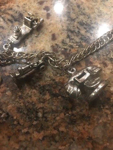Vtg Vintage Silver Antique Over the year Rotary Desk Phone Charm Bracelet Charm - Picture 9 of 12