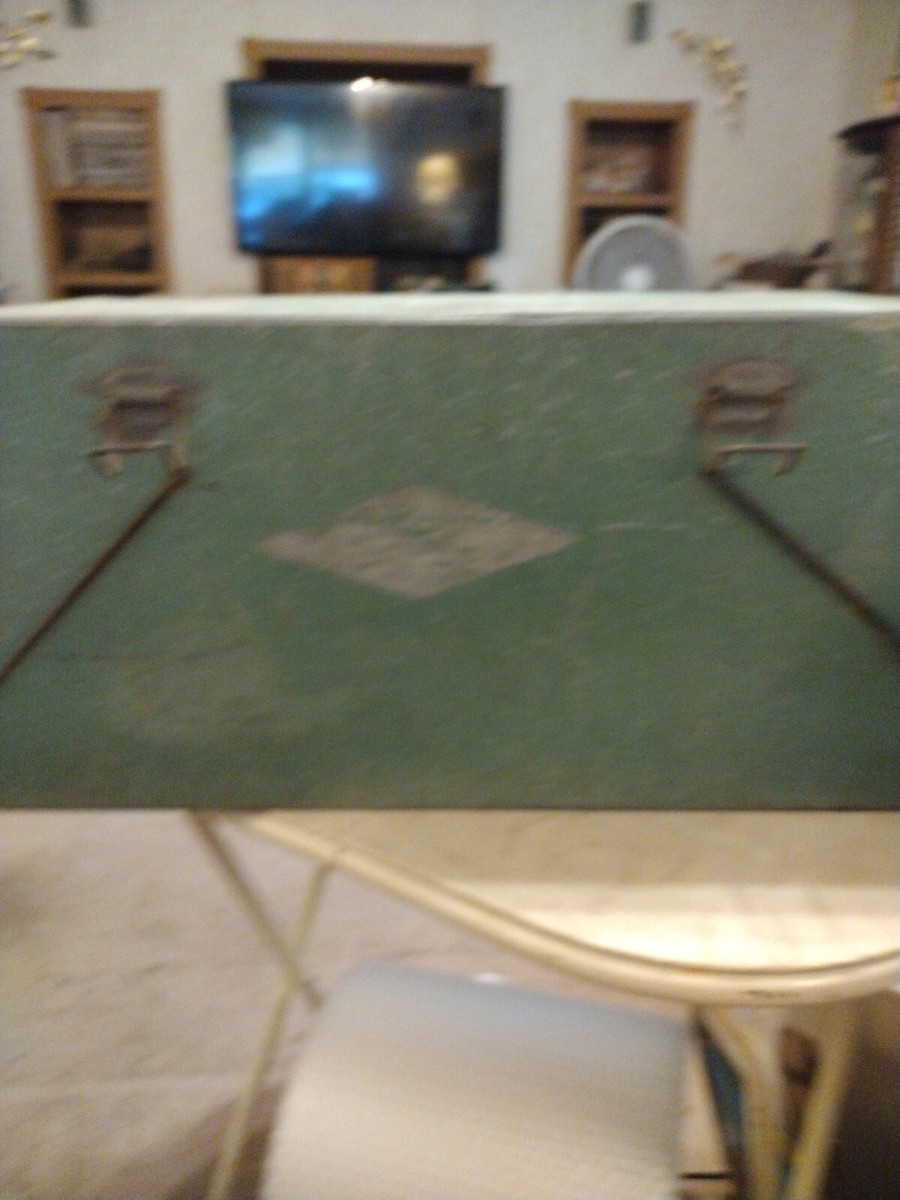 Vtg 1940s ICE BOX galvanized metal chest green Retro By