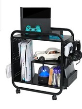 Gaming Aufbewahrungsregal mit Rollen, Spielkonsole Organizer für PS5/PS4, Xbox,