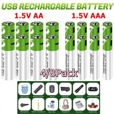 4/8Pack1.5V AA AAA 2600mWh 750mWh Rechargeable Lithium Battery With Type C Cable