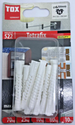 2 Packungen TOX Dübel Wanddübel Allzweckdübel Tetrafix 6/50mm Projekt 522