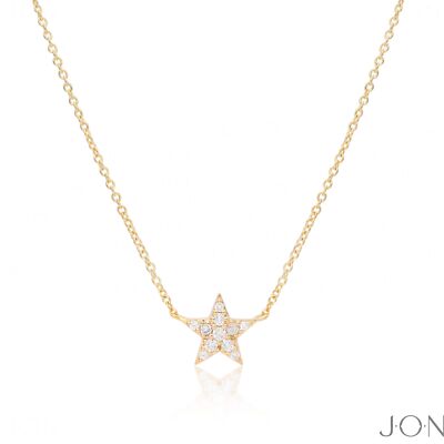 14K Gelbgold Diamanten Stern Halsreif Halskette - Geschenk zum Muttertag Schmuck  