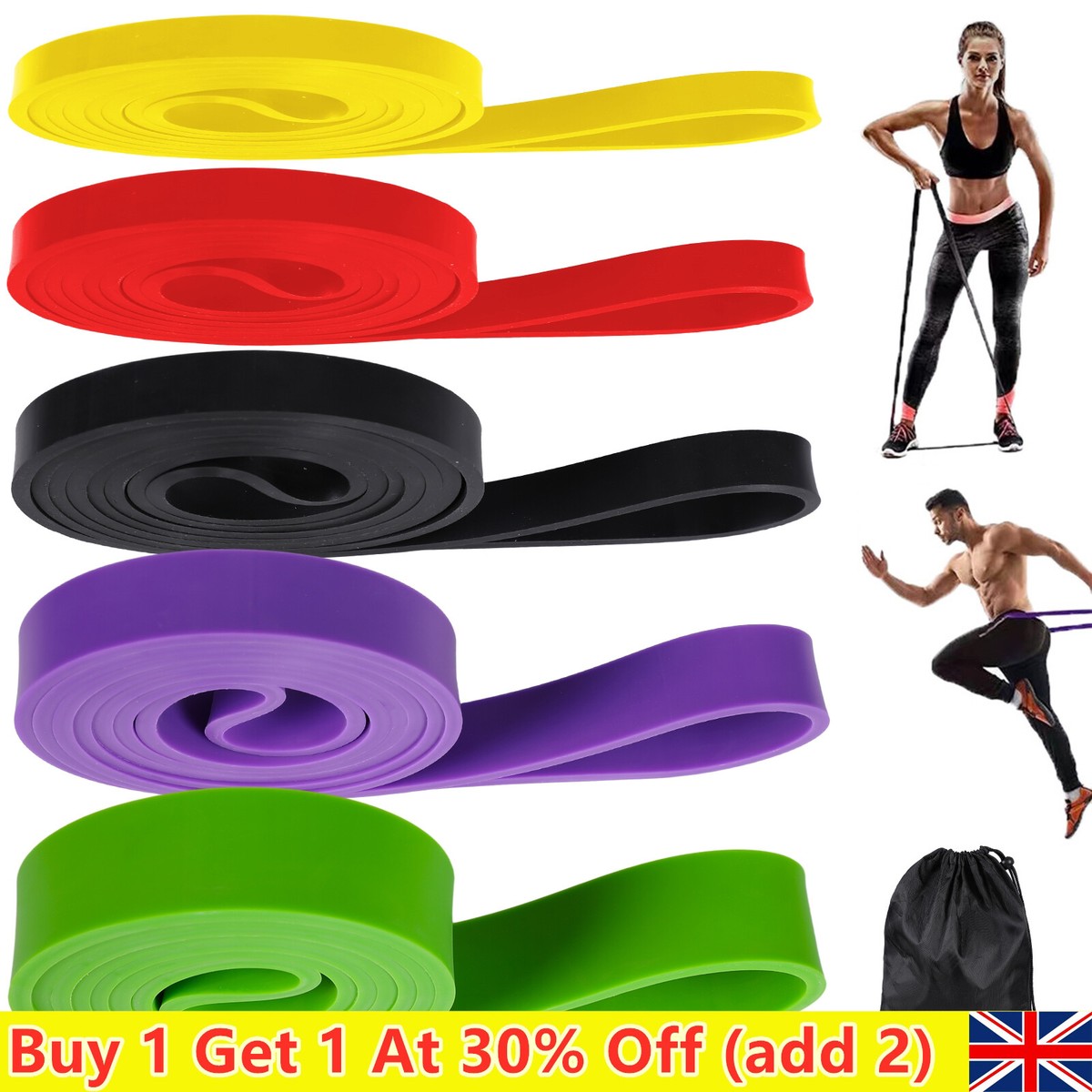 Elastic Resistance Band Pull-Up Heavy Duty Assisted Home Indoor Exercise  Tube UK