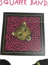 Betsey Johnson Scarf 20" Square Bandana Womens Head Gear Wrap Pink Black Leopard