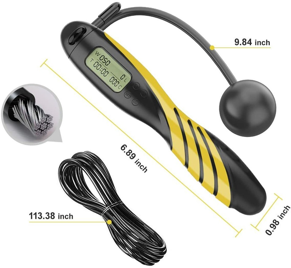 Jump Rope with Counter,Adjustable Bearing Weight Calories Time Setting ...