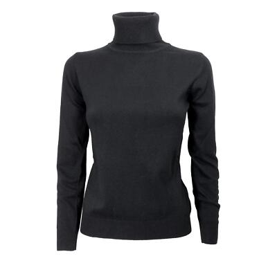 Cashmere Company Rollkragen Frau 99 ID115 IN Kaschmir Und Wolle Schwarz Farbe