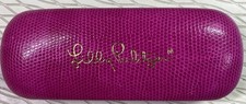 Lilly Pulitzer Eyeglass Holder Clamshell Case Hot Pink W/Blue Felt Interior EUC