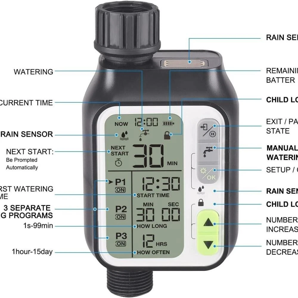 Water Timer Digital Irrigation Timer Programmable Watering Timer SprinklerTimer✔