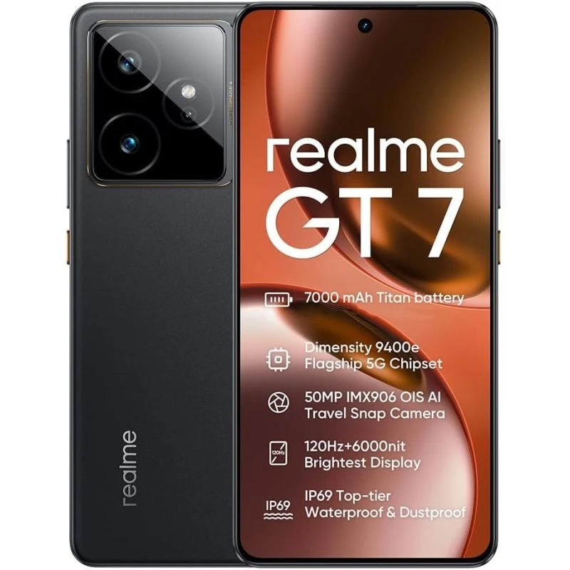 Realme GT 7 5G 512GB 12GB RAM Smartphone Dual SIM 6,78" Nero Black