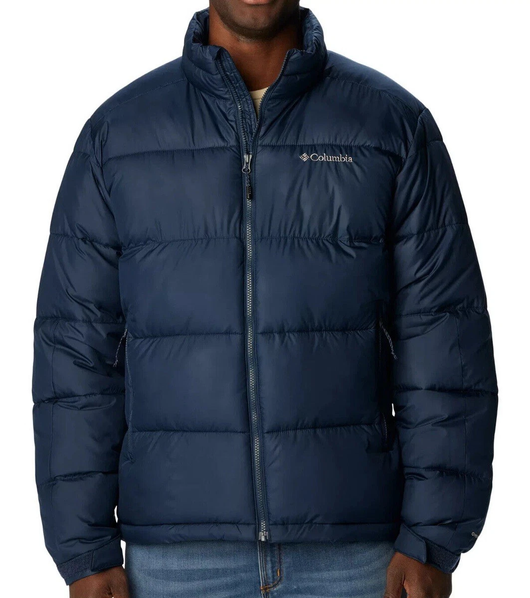Columbia Men's Navy Puffer Jacket Full Zip Outdoor Winter Logo
