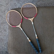Vintage 1950's Sportscraft BADMINTON RACKETS Wood Steel Set Of 2 Nice Condition