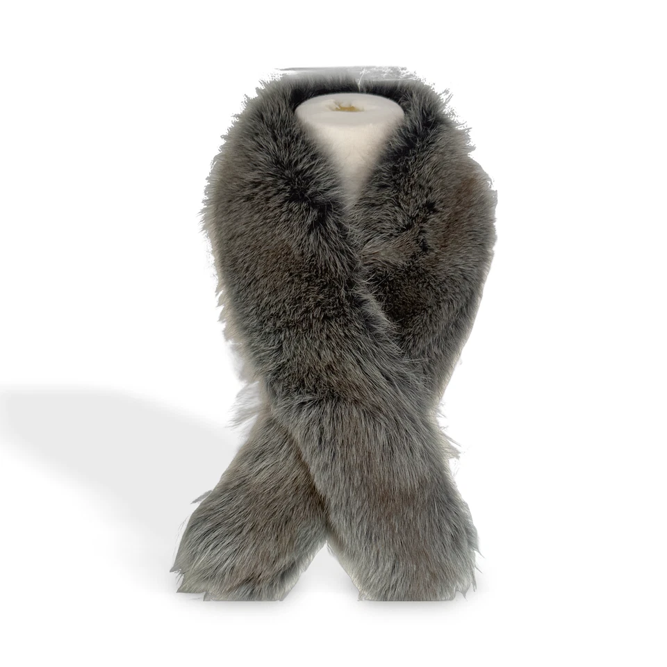 Mantón de piel vintage para mujer bufanda gris estilo clásico Foto 2 de 4