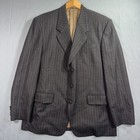 Vintage Ermenegildo Zegna Suit Mens Large Brown Pinstripe Wool 2 Piece 80s