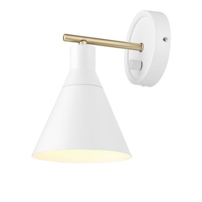 Globe Electric 65542 1-Light Wall Sconce Matte White Brass Accent