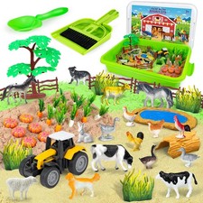 Sensory Bin, 59 Pcs Farm Sensory Sand Box Kits with Sandbox  Farm Animals  ...